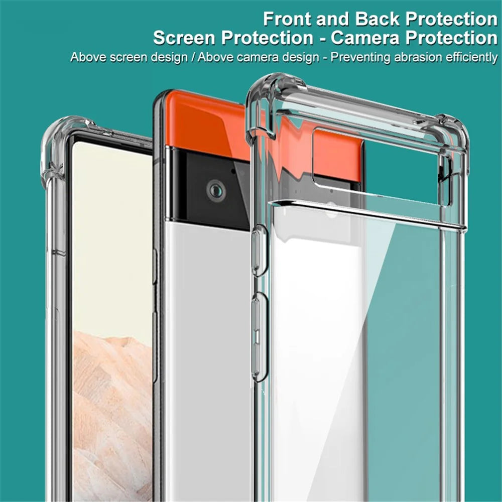 IMAK Full Coverage Flexible TPU Case Phone Protective Cover + Screen Protector for  Google Pixel 6 - Transparent - 6