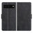 Folio Flip Magnetic Clasp Closure PU Leather Phone Cover Case with Stand for Google Pixel 6 - Black - 1