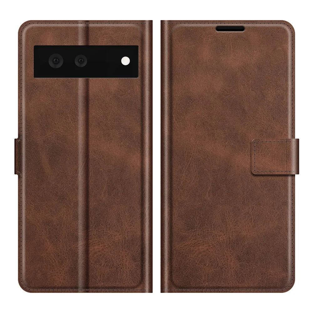 Folio Flip Leather Wallet Protective Case Phone Stand Cover Shell for Google Pixel 6 - Coffee - 1
