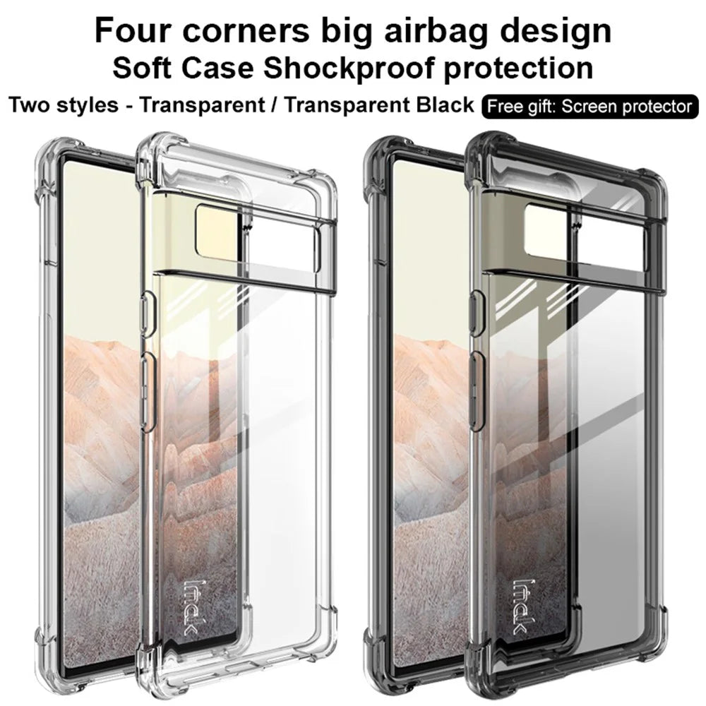 IMAK Full-Body Protective Soft TPU Bumper Shockproof Rugged Cover with Screen Protector for Google Pixel 6 Pro - Transparent - 4