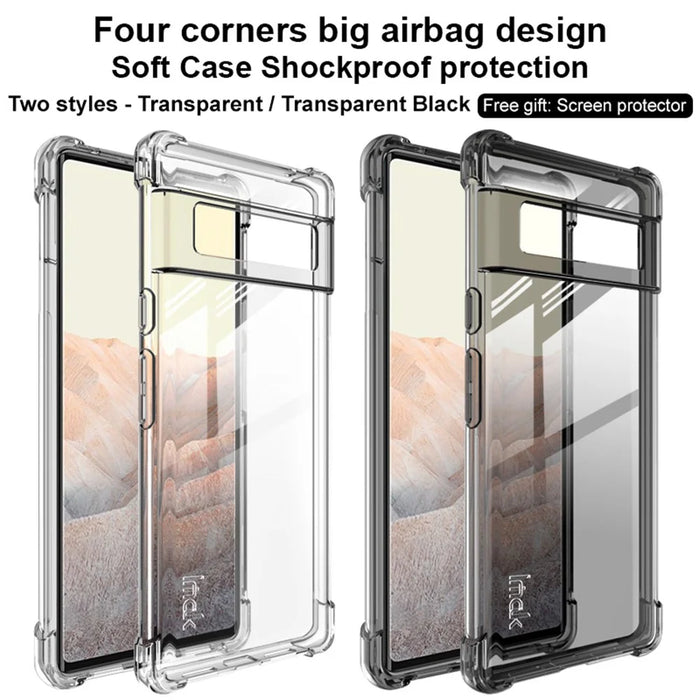 IMAK Full-Body Protective Soft TPU Bumper Shockproof Rugged Cover with Screen Protector for Google Pixel 6 Pro - Transparent - 4