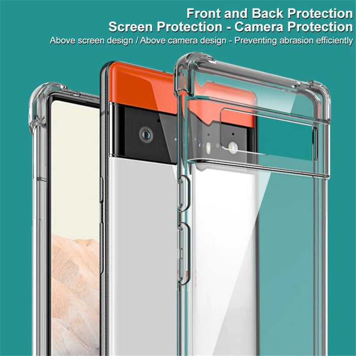 IMAK Full-Body Protective Soft TPU Bumper Shockproof Rugged Cover with Screen Protector for Google Pixel 6 Pro - Transparent - 5