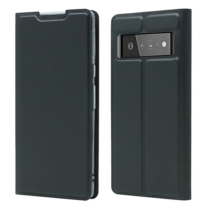 Card Holder Design PU Leather Magnetic Closure Cell Phone Case for Google Pixel 6 - Black - 1