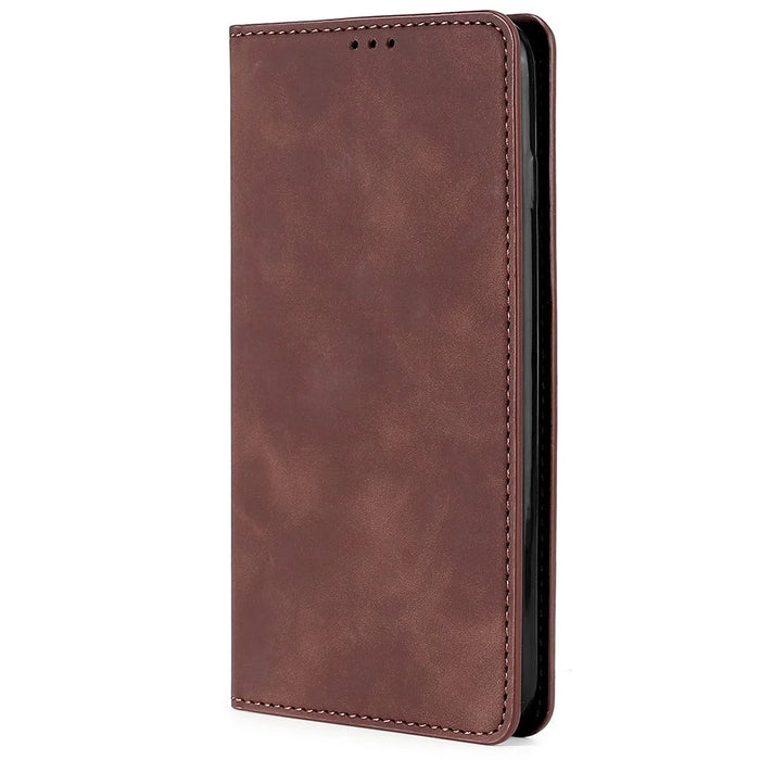 Card Slots Design Full Protection Magnetic Auto-absorbed Skin-touch Leather Stand Case for Google Pixel 6 Pro - Dark Brown - 2