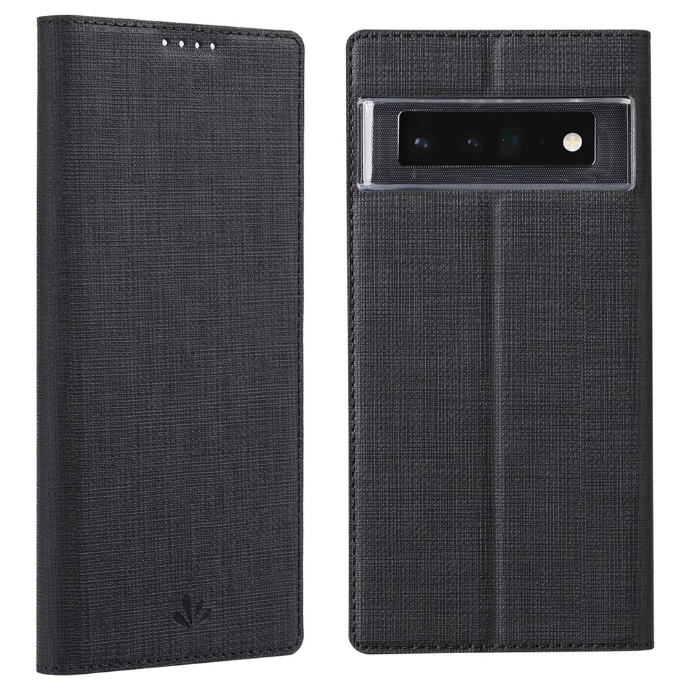 VILI DMX Series Magnetic Auto-Absorbed Closure Single Card Slot Stand Design Leather Phone Cover for Google Pixel 6 Pro - Black - 1