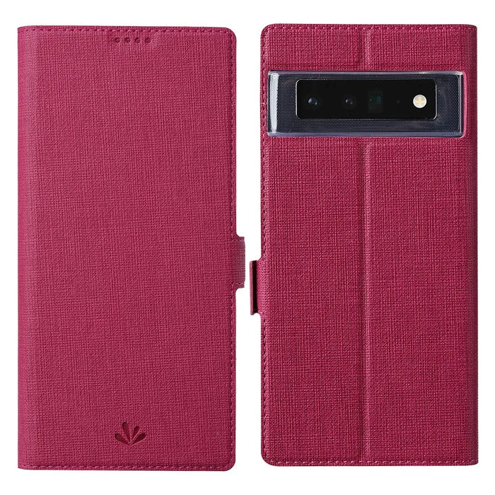 VILI K Series Double Magnetic Clasps Closure Stand Wallet Leather Phone Case Shell for Google Pixel 6 Pro - Rose - 1