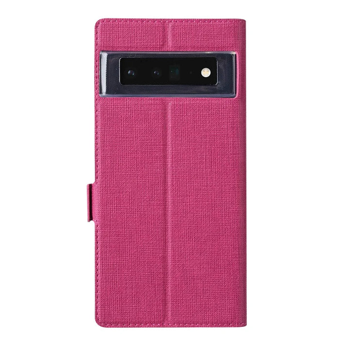 VILI K Series Double Magnetic Clasps Closure Stand Wallet Leather Phone Case Shell for Google Pixel 6 Pro - Rose - 3
