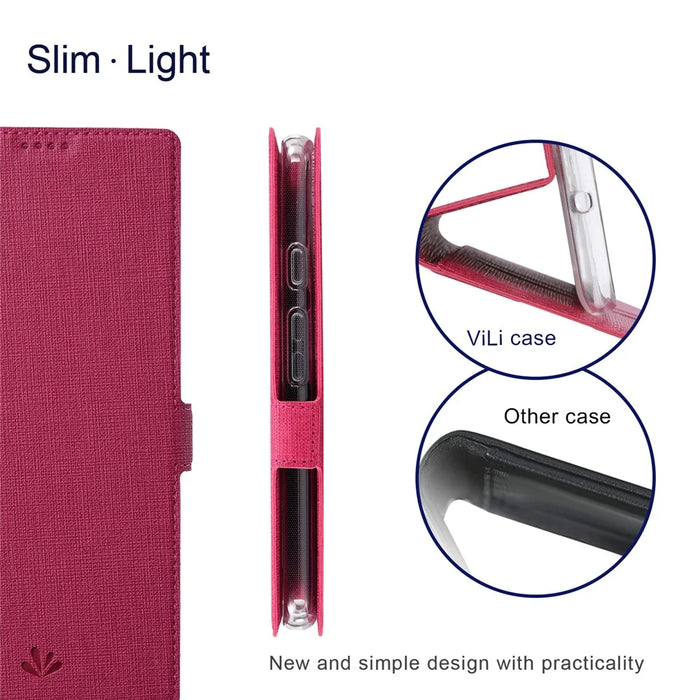 VILI K Series Double Magnetic Clasps Closure Stand Wallet Leather Phone Case Shell for Google Pixel 6 Pro - Rose - 7