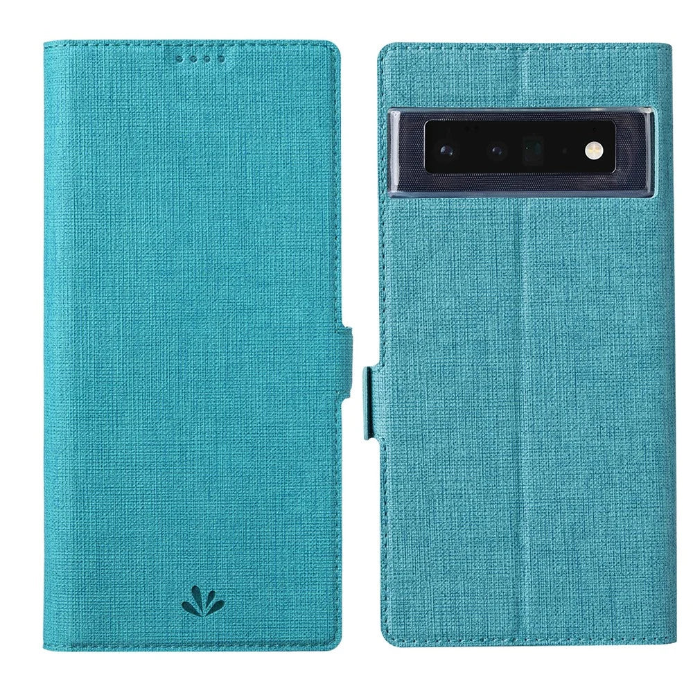 VILI K Series All-round Protection Stand Wallet Leather Phone Case Protector for Google Pixel 6 - Blue - 1