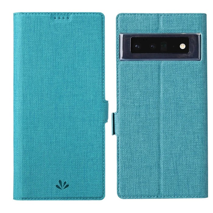 VILI K Series All-round Protection Stand Wallet Leather Phone Case Protector for Google Pixel 6 - Blue - 1