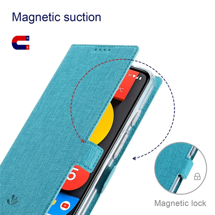 VILI K Series All-round Protection Stand Wallet Leather Phone Case Protector for Google Pixel 6 - Blue - 6
