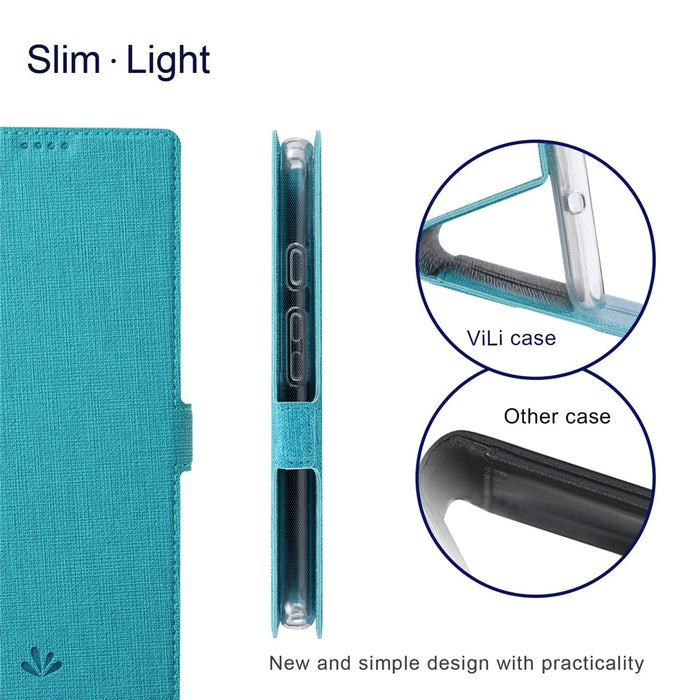 VILI K Series All-round Protection Stand Wallet Leather Phone Case Protector for Google Pixel 6 - Blue - 7