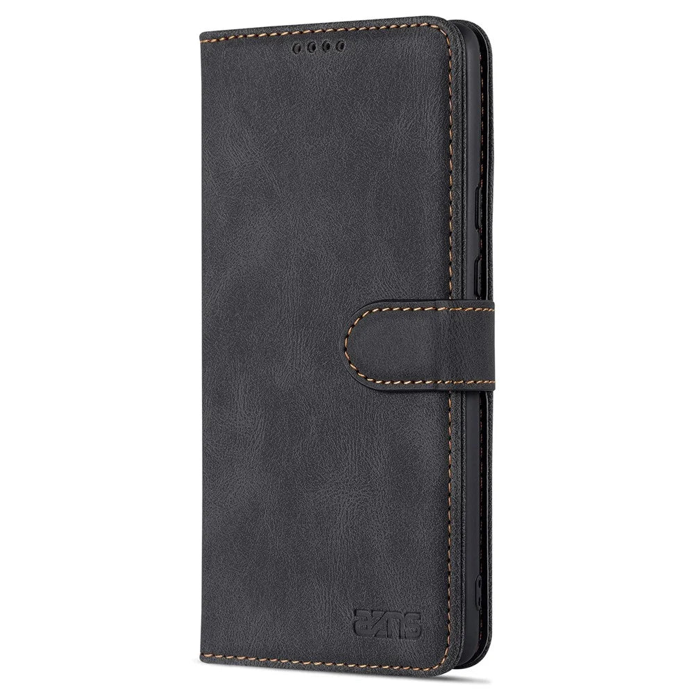 AZNS TPU+PU Leather Wallet Stand Phone Case Shockproof Protection Flip Phone Shell for Google Pixel 6 - Black - 2