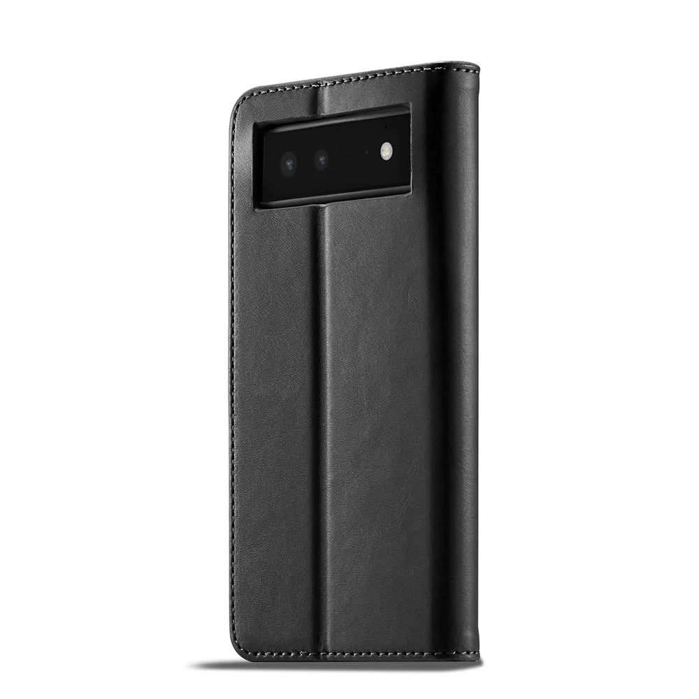LC.IMEEKE PU Leather Wallet Stand Flip Shockproof Protective Cover for Google Pixel 6 - Black - 3