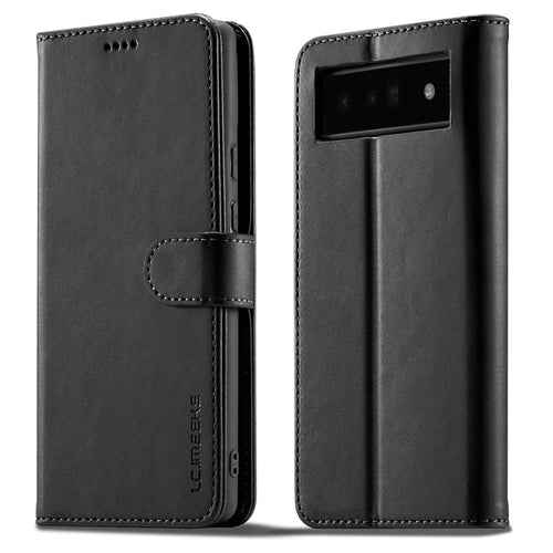 LC.IMEEKE Folio Stand PU Leather Wallet Flip Protective Phone Case Cover for Google Pixel 6 Pro - Black - 1