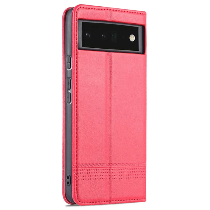 AZNS Smooth Wallet Design Durable PU Leather Shockproof Phone Cover Case for Google Pixel 6 Pro - Red - 3