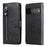 PU Leather Zippered Pocket Phone Case Coin Wallet Stand Folding Case for Google Pixel 6 Pro - Black - 1