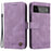 For Google Pixel 6 Leather Wallet Cases Skin Touch Phone Cover Stand with Strap - Purple - 1