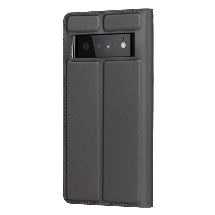 PU Leather Card Holder Design Light Slim Protective Phone Case with Stand for Google Pixel 6 Pro - Grey - 3