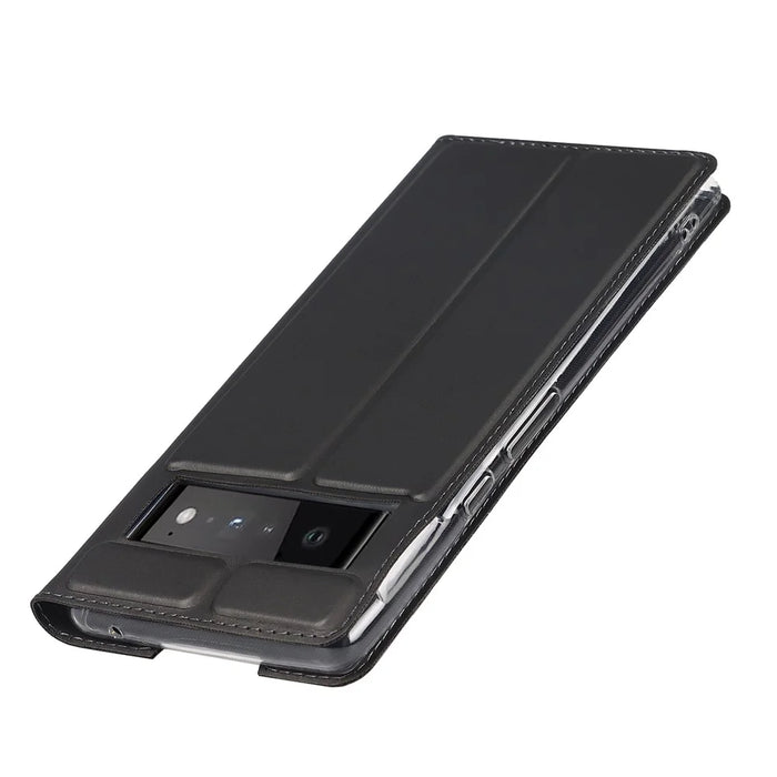 PU Leather Card Holder Design Light Slim Protective Phone Case with Stand for Google Pixel 6 Pro - Grey - 7