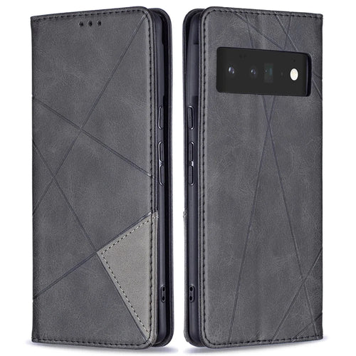 Shockproof Imprinting Pattern Design Flip Phone Shell Built-In Card Slots Design Leather Stand Phone Case Cover for Google Pixel 6 Pro - Black - 1