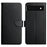 Nappa Texture Folio Flip Genuine Leather Phone Case Magnetic Closure Splash-proof Protection Stand Wallet Cover for Google Pixel 6 - Black - 1