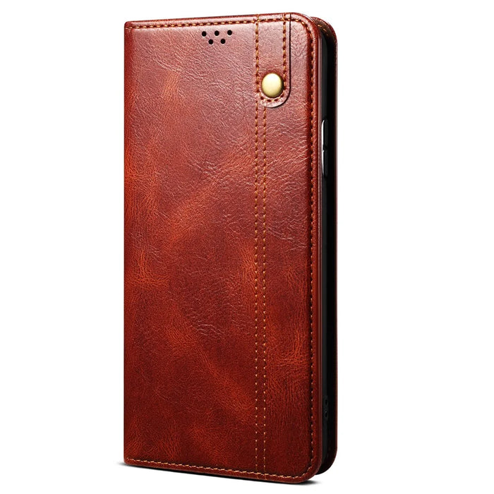 Waxy Crazy Horse Texture Shock Absorption Phone Case Well-protected PU Leather Wallet Stand Cover for Google Pixel 6a - Brown - 2