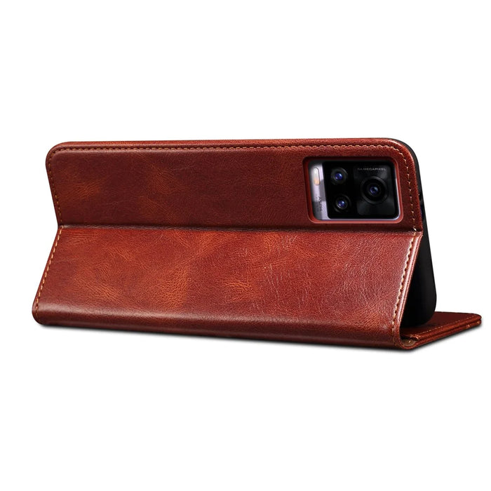 Waxy Crazy Horse Texture Shock Absorption Phone Case Well-protected PU Leather Wallet Stand Cover for Google Pixel 6a - Brown - 5