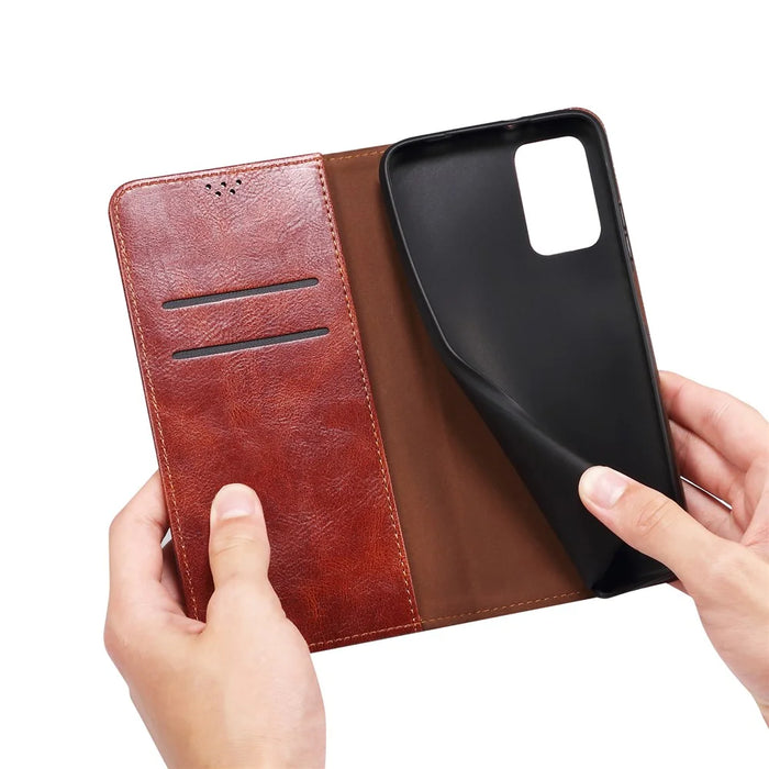 Waxy Crazy Horse Texture Shock Absorption Phone Case Well-protected PU Leather Wallet Stand Cover for Google Pixel 6a - Brown - 7