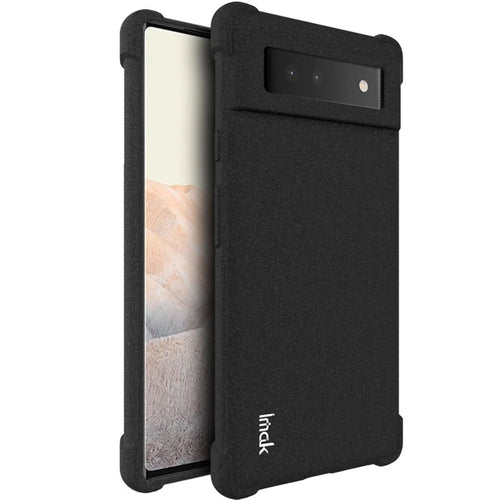 IMAK Matte Finish Four Corner Airbags Anti-shock Soft TPU Phone Case Cover with Screen Protector for Google Pixel 6 - Matte Black - 1