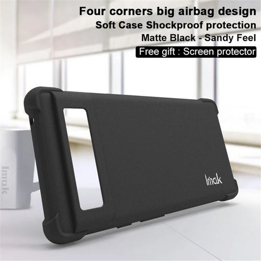 IMAK Matte Finish Four Corner Airbags Anti-shock Soft TPU Phone Case Cover with Screen Protector for Google Pixel 6 - Matte Black - 2