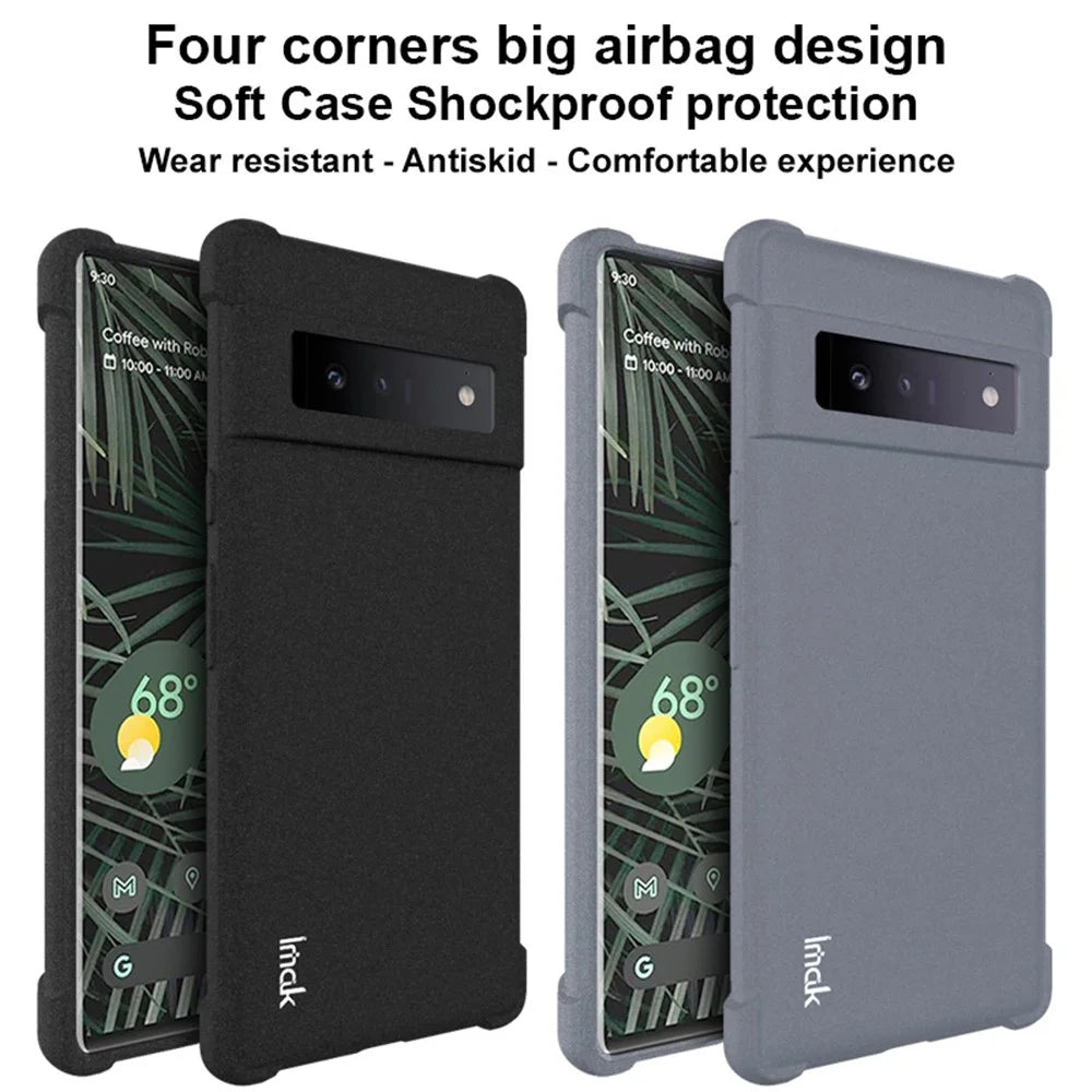 IMAK Four Corner Airbags Impact Protection Matte TPU Protective Phone Case with Screen Protector for Google Pixel 6 Pro - Matte Black - 3