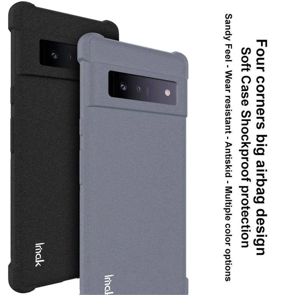 IMAK Four Corner Airbags Impact Protection Matte TPU Protective Phone Case with Screen Protector for Google Pixel 6 Pro - Matte Black - 4
