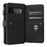 For Google Pixel 6 Pro Zipper Wallet Case with 15 Card Slots and Strap Leather Phone Cover - Black - 6