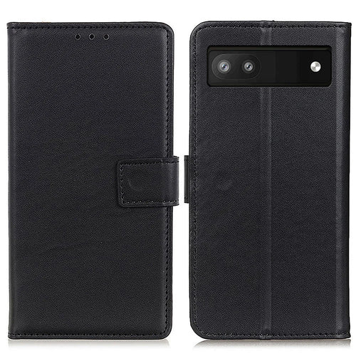 Anti-Drop Flip Folio PU Leather Shell Foldable Stand Design Wallet Phone Case for Google Pixel 6a - Black - 1