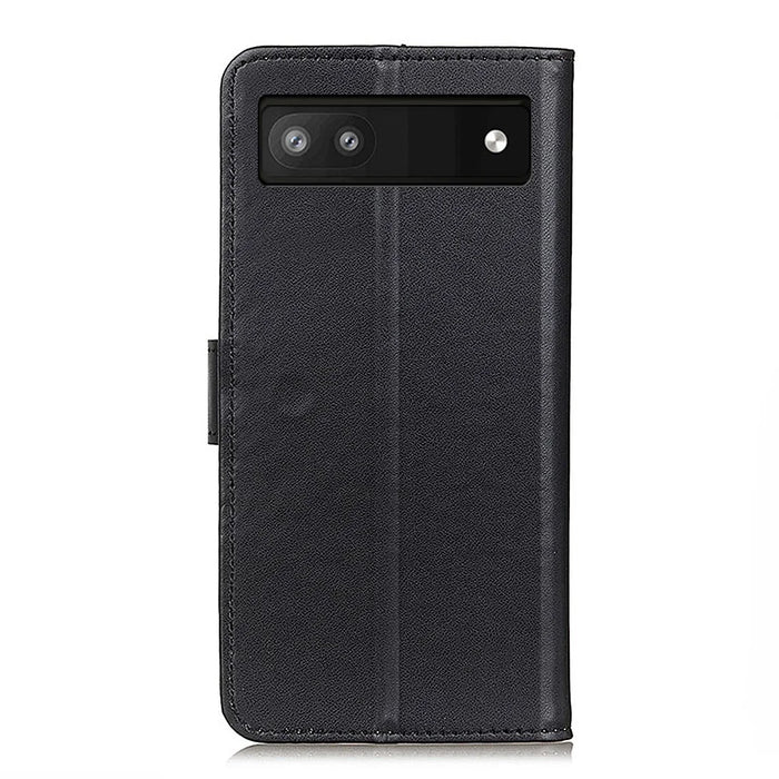 Anti-Drop Flip Folio PU Leather Shell Foldable Stand Design Wallet Phone Case for Google Pixel 6a - Black - 3