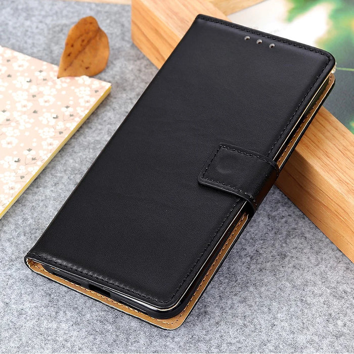 Anti-Drop Flip Folio PU Leather Shell Foldable Stand Design Wallet Phone Case for Google Pixel 6a - Black - 6