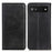 Magnetic Auto-absorbed Solid Color Split Leather + TPU Stand Wallet Case for Google Pixel 6a - Black - 1