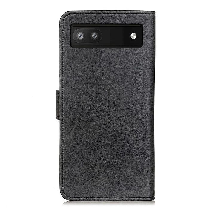 Textured PU Leather Phone Cover with Stand Wallet Feature for Google Pixel 6a - Black - 3