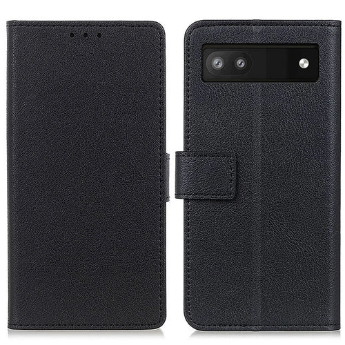 For Google Pixel 6a Shockproof PU Leather + TPU Flip Phone Case Protective Shell with Wallet Stand - Black - 1