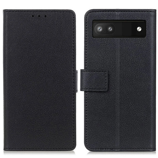 For Google Pixel 6a Shockproof PU Leather + TPU Flip Phone Case Protective Shell with Wallet Stand - Black - 1