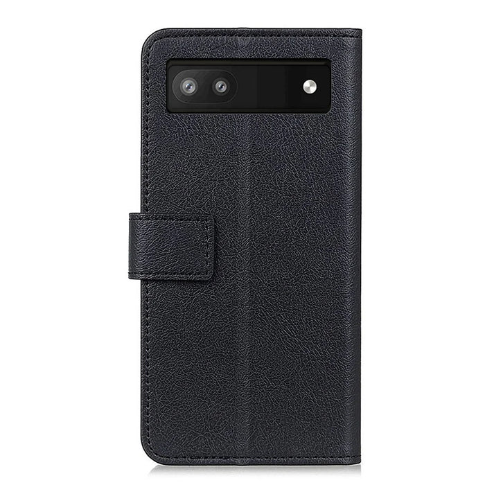 For Google Pixel 6a Shockproof PU Leather + TPU Flip Phone Case Protective Shell with Wallet Stand - Black - 3
