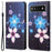 Magnetic Closed PU Leather Phone Protector Cross Texture Folding Phone Case with Stand Wallet for Google Pixel 6a - Flower - 1