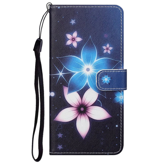 Magnetic Closed PU Leather Phone Protector Cross Texture Folding Phone Case with Stand Wallet for Google Pixel 6a - Flower - 2
