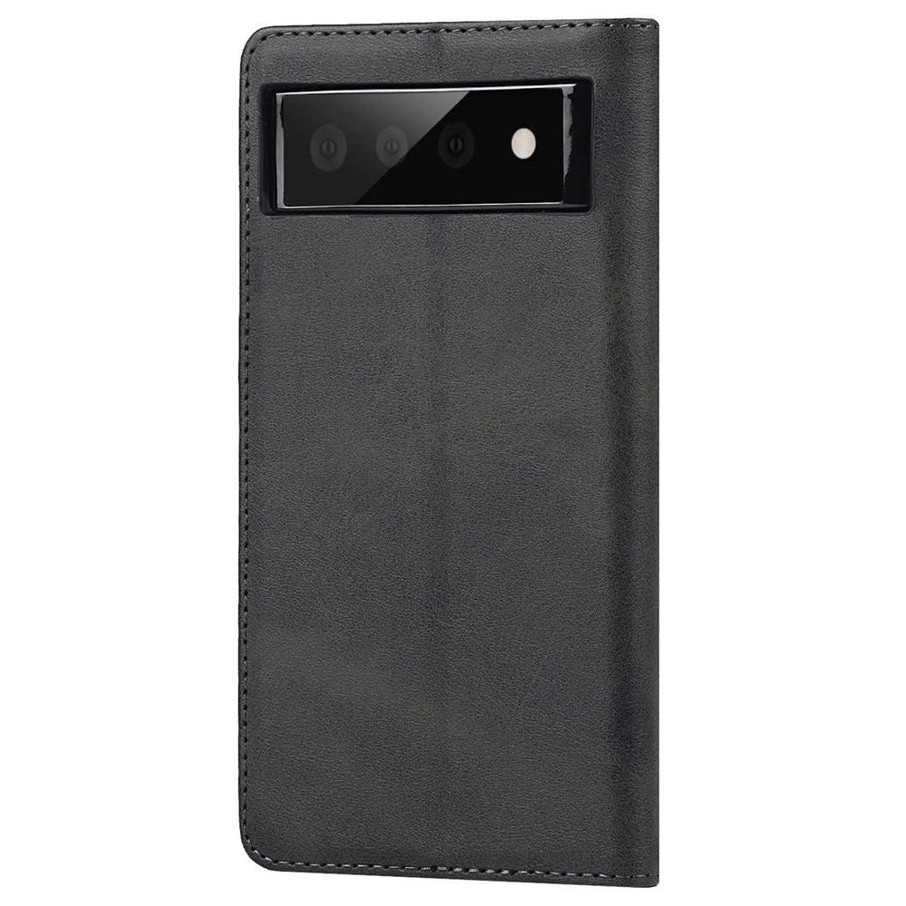 For Google Pixel 6 Wallet Stand Function Drop-proof Auto-absorbed TPU+PU Leather Phone Cover Case - Black - 3