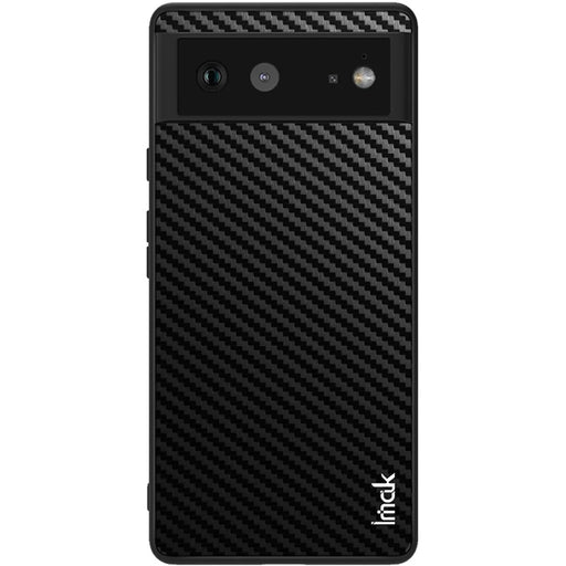 IMAK LX-5 Series Well-protected PU Leather Coated Soft TPU Frame Hard PC Protective Case with Screen Protector for Google Pixel 6 - Carbon Fiber Texture - 2
