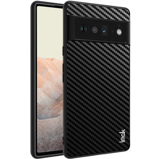 IMAK LX-5 Series PU Leather Coated Hard PC + Soft TPU Frame Hybrid Protective Case with Screen Protector for Google Pixel 6 Pro - Carbon Fiber Texture - 1