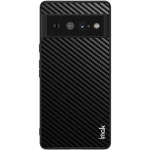 IMAK LX-5 Series PU Leather Coated Hard PC + Soft TPU Frame Hybrid Protective Case with Screen Protector for Google Pixel 6 Pro - Carbon Fiber Texture - 2