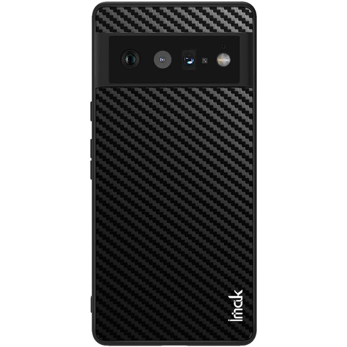 IMAK LX-5 Series PU Leather Coated Hard PC + Soft TPU Frame Hybrid Protective Case with Screen Protector for Google Pixel 6 Pro - Carbon Fiber Texture - 2