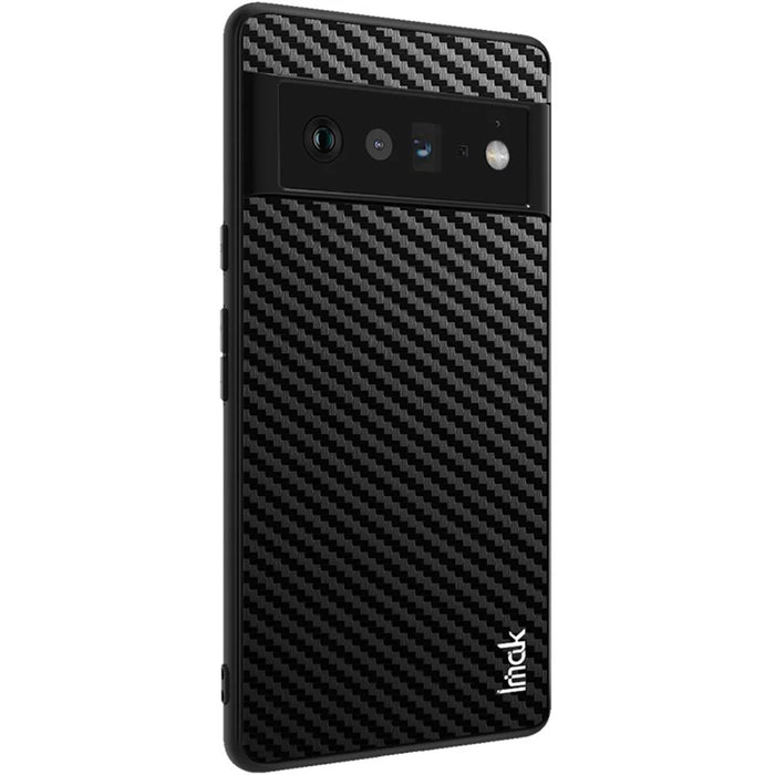 IMAK LX-5 Series PU Leather Coated Hard PC + Soft TPU Frame Hybrid Protective Case with Screen Protector for Google Pixel 6 Pro - Carbon Fiber Texture - 3